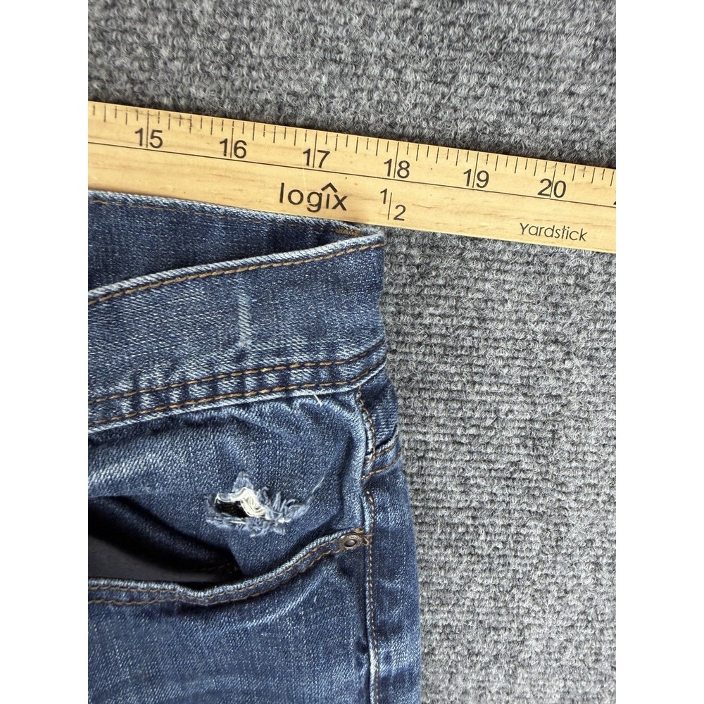 MENS SEVEN 7 FOR ALL MANKIND "THE STRAIGHT" BLUE DENIM JEANS 36X32 DISTRESSED - Picture 7 of 9